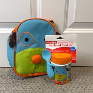 Skip Hop Blue and Orange Animal Backpack and Insulated Food Jar with Utensils